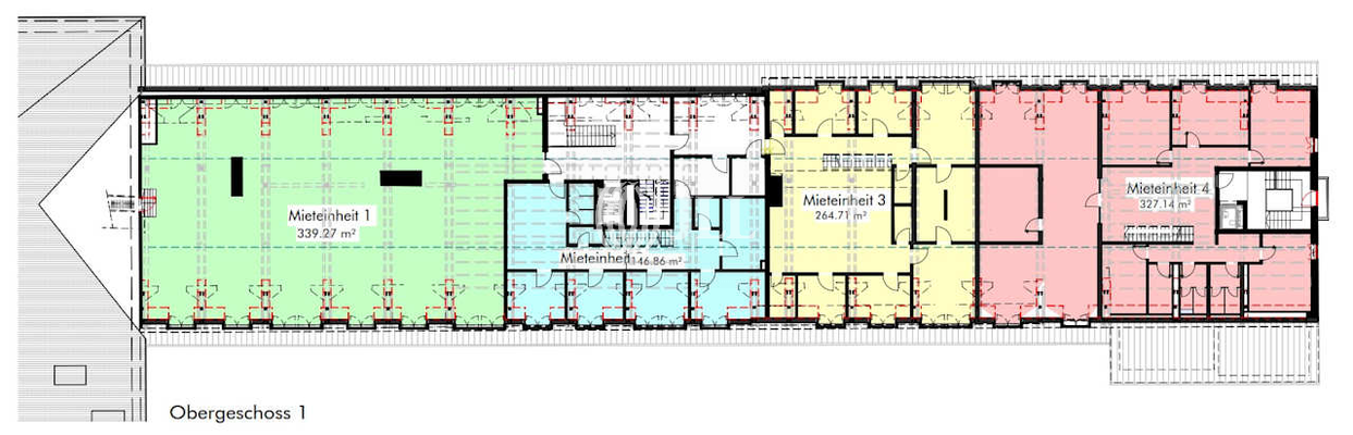 1. OG - 1.077,98 m² (4 Mietein