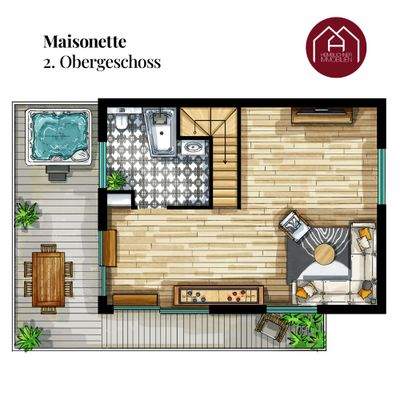 Grundriss, Maisonette, 2. Obergeschoss