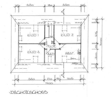 Bemaßter Grundriss Dachgeschoss