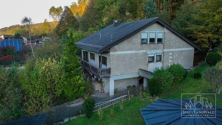 Haus - Seitenansicht mit Zufahrt zur Garage