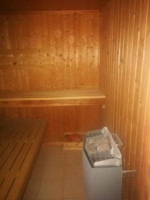 Saunakabine im Wohnhaushaus am Gästezimmer.