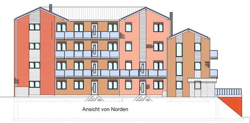 Rückansicht der Wohnanlage