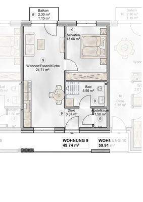 Grundriss Wohnung Nr. 9