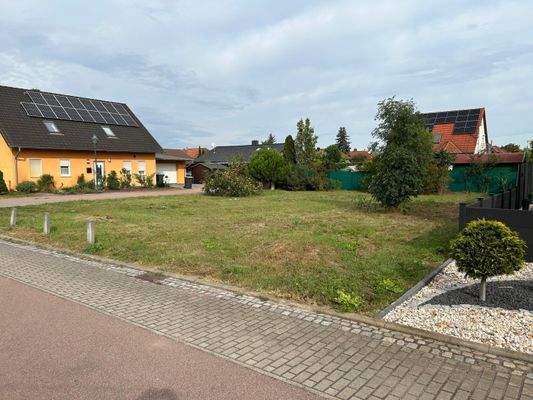 Blick auf Grundstück und angrenzenden Fußweg