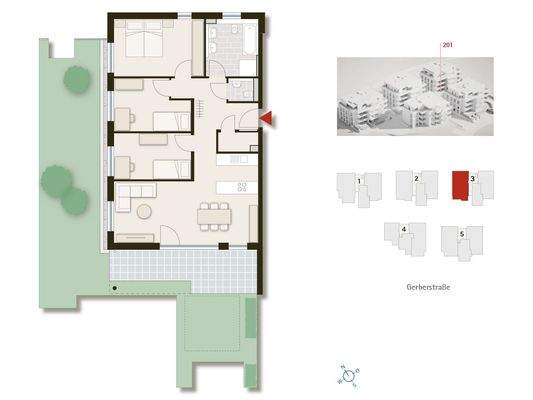 Grundriss mit Garten