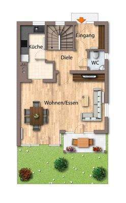 Grundriss EG moebliert
