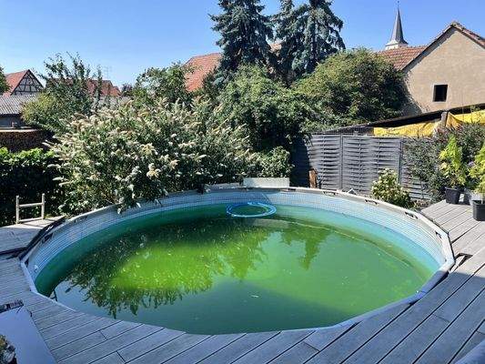 Poolanlage mit Liegefläche im ruhig gelegenen Garten