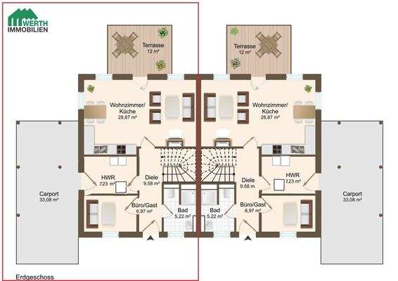 Grundriss Erdgeschoss - DHH 1 