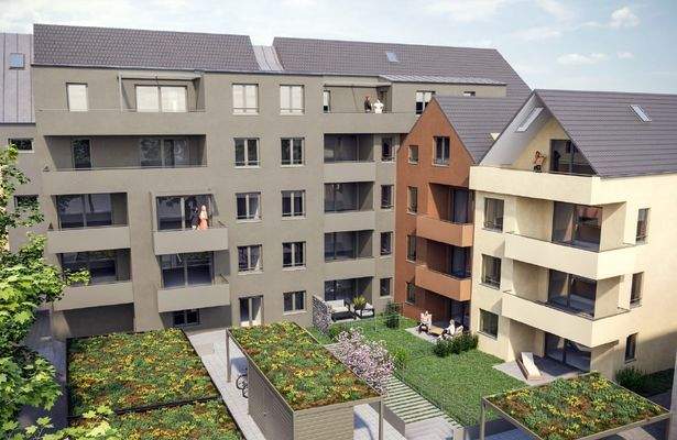 Balkone und Terrassen zum ansprechenden Innenhof