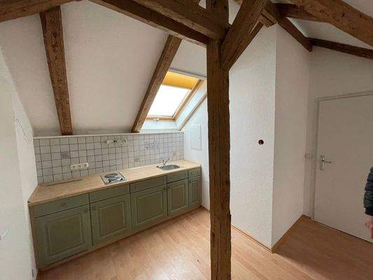 Offene Küche mit Eibaukühlschrank