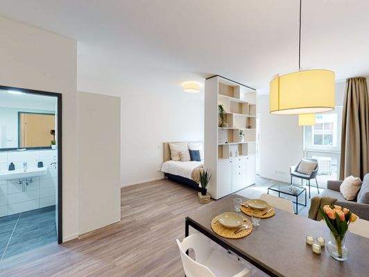 Wohn-, Ess- und Schlafbereich