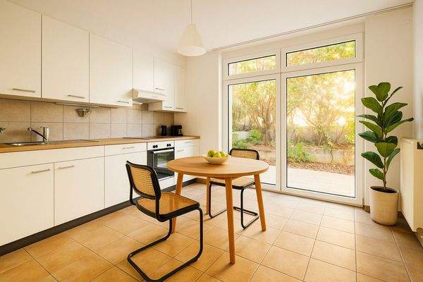 Visualisierung Küche mit Zugang zur Terrasse