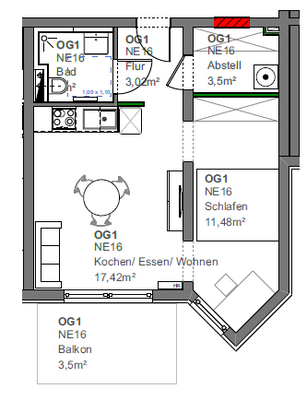 1,5 Zimmer Wohnung
