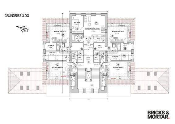 Grundriss 3OG mit Bemaßung