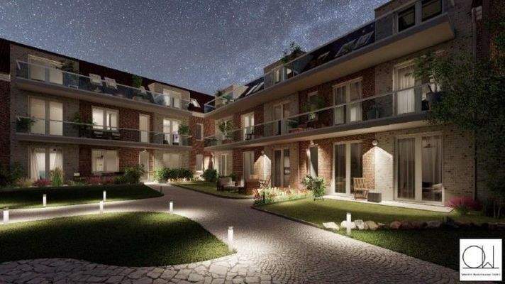 Geplanter Außenbereich mit Beleuchtung