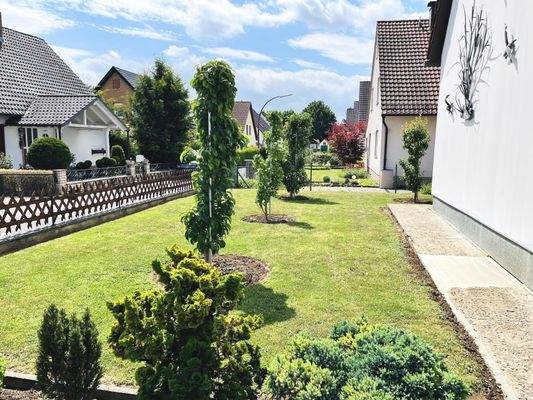 gepflegter Vorgarten mit Einfriedung