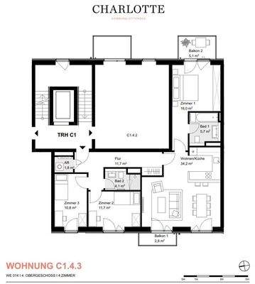 Grundriss C1.4.3, 4. Obergeschoss