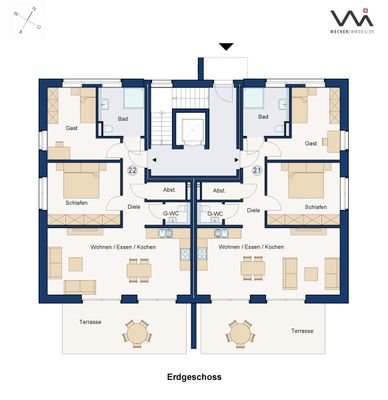 Geschossplan Wohnung 2.1 I 2.2