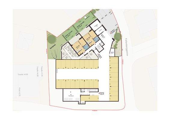 Fallenberggasse, Dornbirn-Geschossplan Tiefgarage, Ebene 0