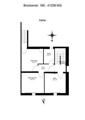 Floorplan letterhead - Brückenstr. 160 , 41238 MG - Keller - 2D Floor Plan