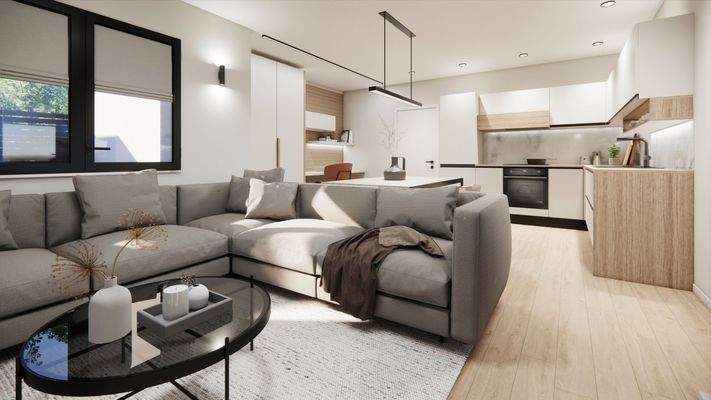 Wohn- / Koch- / Essbereich - Visualisierung, Abweichungen möglich!