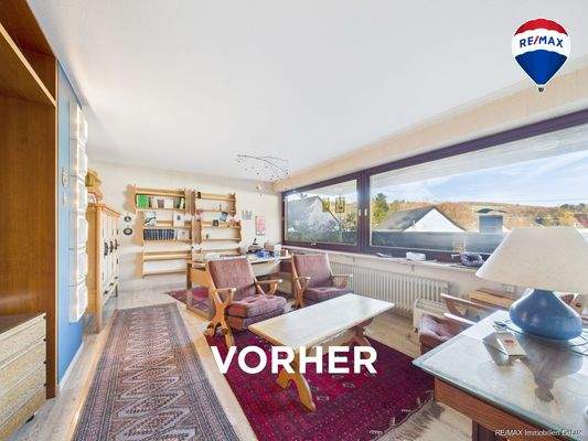 RE/MAX Immobilien DeLux Wohn-Geschäftshaus Merzig Wohnzimmer vorher