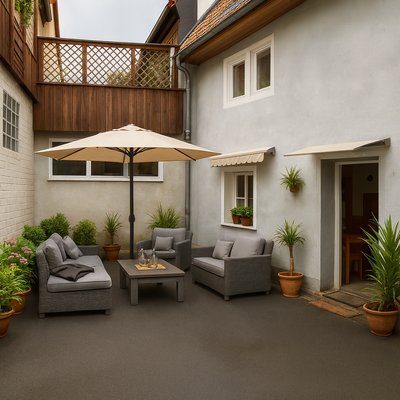 Innenhof Einrichtungsbeispiel (KI)