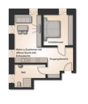 Grundriss Whg. 3 möbliert