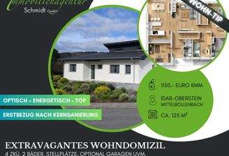 Collage mit Plan und KI Aussenansicht