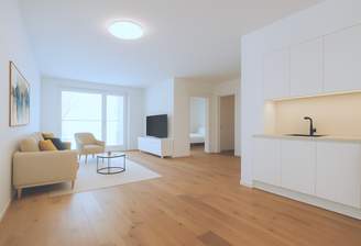 Wohnküche mit Zugang Loggia (Rendering)