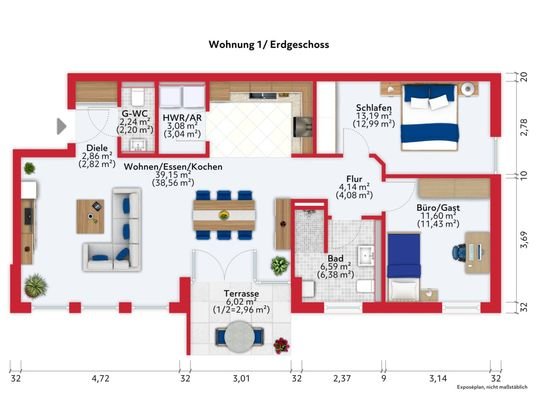 Grundriss Wohnung 1