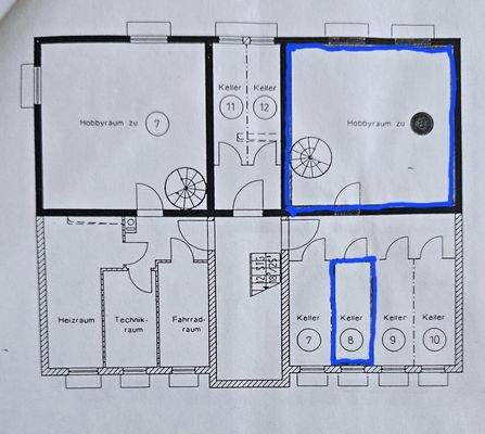 Grundriss Hobbyraum u. Keller