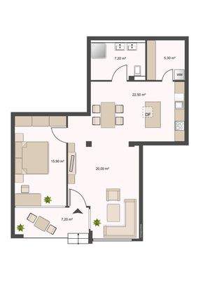 Grundriss WHG 3: ca. 75 m²