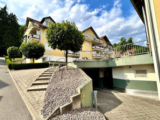 Außenansicht und Garageneinfahrt