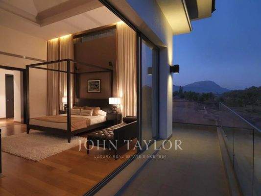 Bedroom Wooden floor Mountains