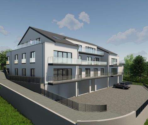 Moderne Neubauwohnungen mit großzügigen Balkonen und komfortablen Tiefgaragen-Stellplätzen in Top-Hanglage
