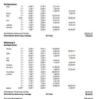 Flächen der Wohnung 3