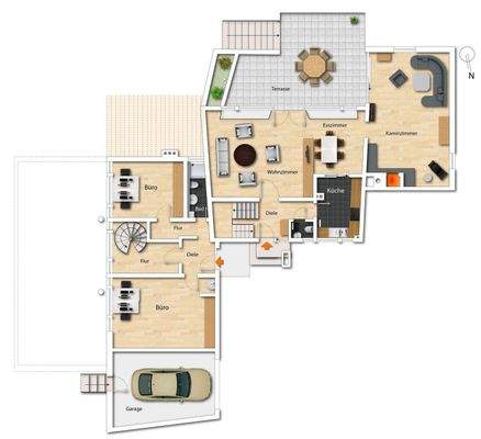 Grundriss EG möbliert