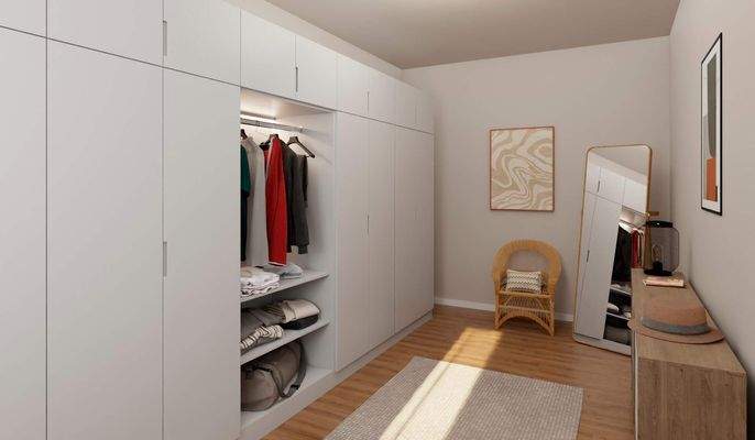 Praktische Ankleide direkt am Schlafzimmer