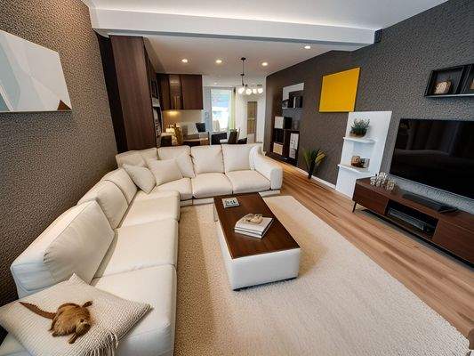 Wohnzimmerbereich Eigentümerwohnung (mit Möbilierungsvorschlag)