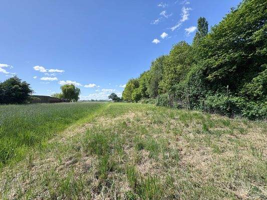 und idyllischer weitläufiger Gartenfläche