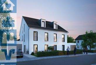 Visualisierung der Straßenansicht des Doppelhauses