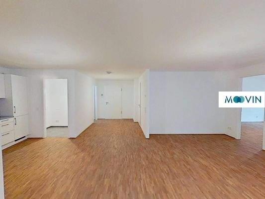 Ansicht IV: Wohn- und Esszimmer mit offenem Küchenbereich