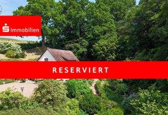 Blick in den Garten und den Wald