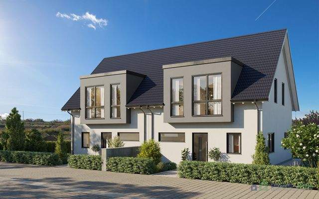 Visualisierung einer möglichen Bebauung (Variante Doppelhaus)