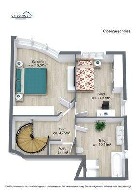 Obergeschoss-3D Grundriss