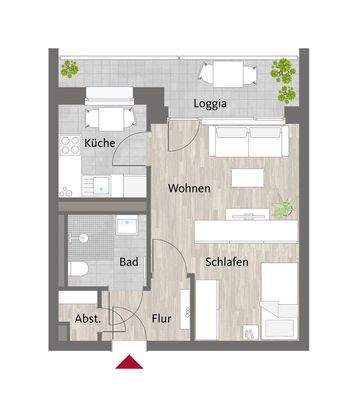 Grundriss mit Möblierungsidee