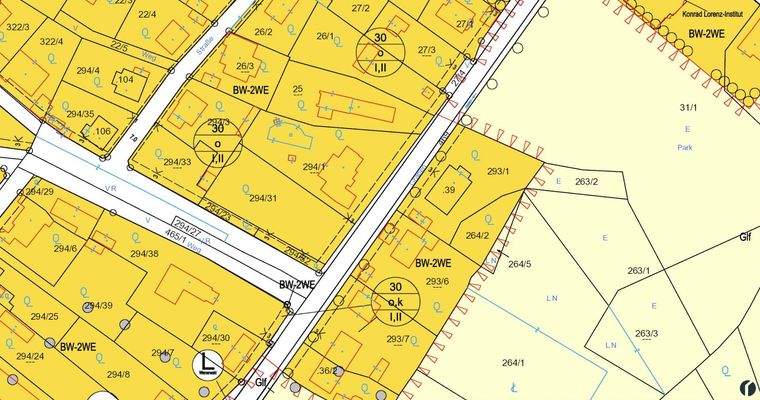 Flächenwidmungsplan (Achtung: hier noch alte Grundstücksnummern)