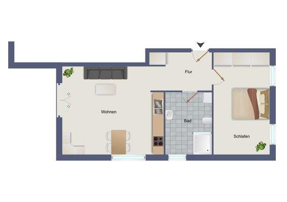 Unverbindlicher 2D Grundriss der Wohnung