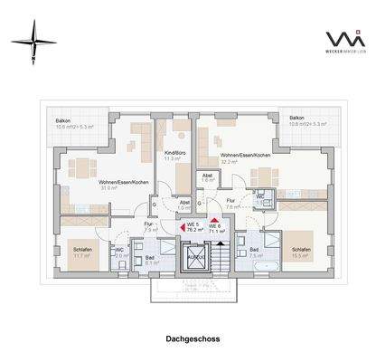 Geschossplan Haus 2 Wohnung 5 und 6